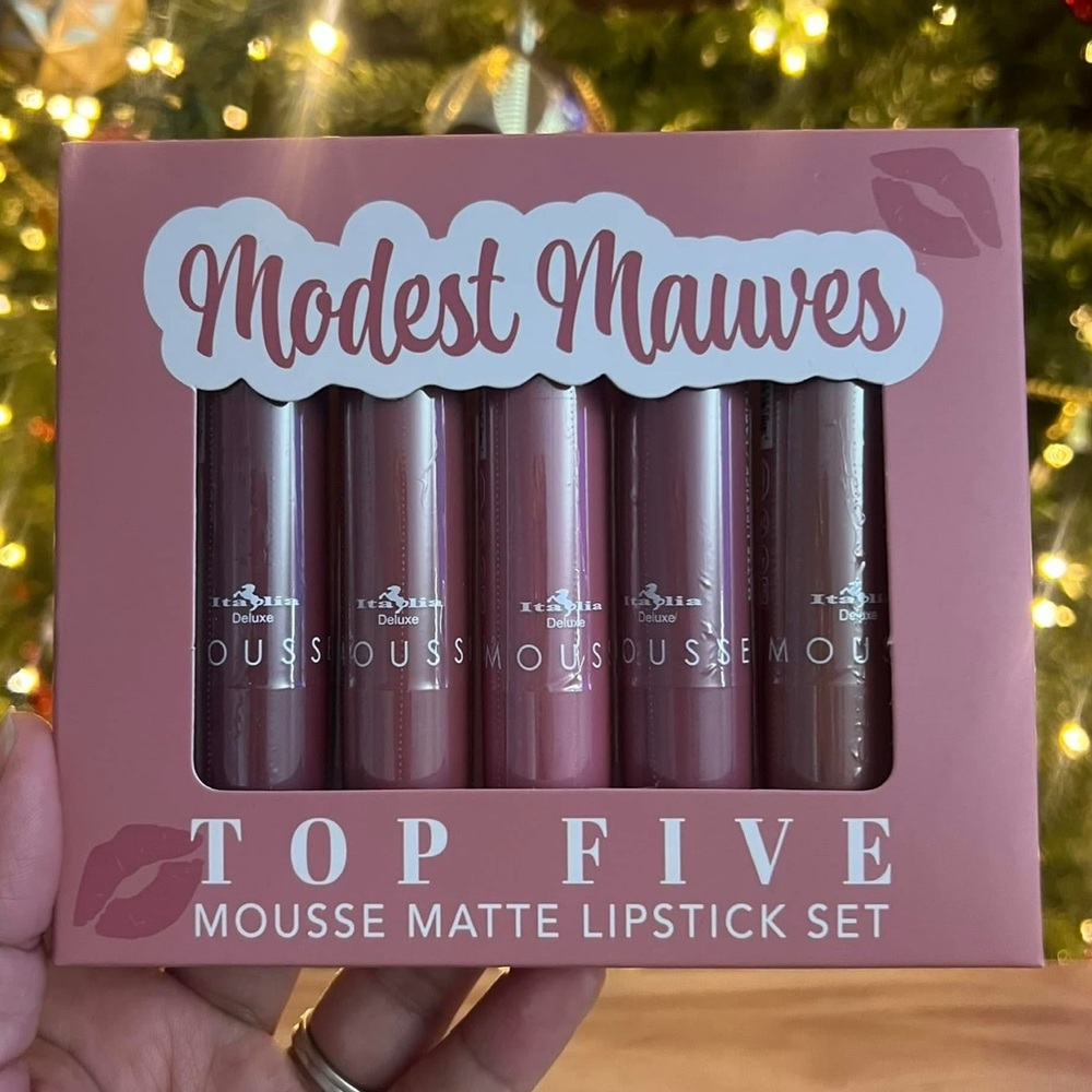 Italia Deluxe Top Five Modest Mauves Mousse Matte Lipstick Set New